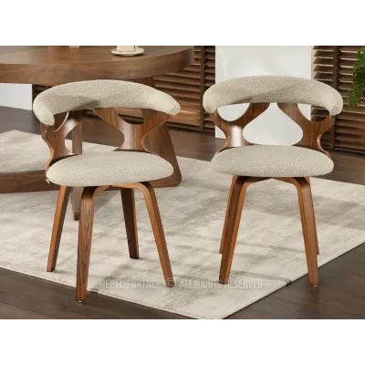 Designová židle ANELIS - béžová / ořech