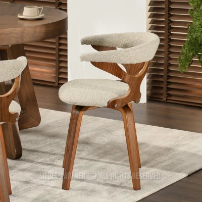 Designová židle ANELIS - béžová / ořech