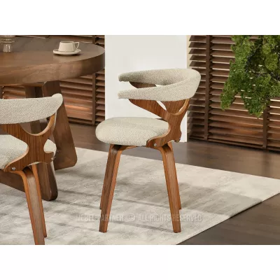 Designová židle ANELIS - béžová / ořech
