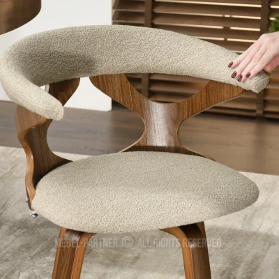 Designová židle ANELIS - béžová / ořech