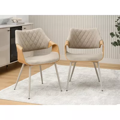 Designová jídelní židle NENET - dub / béžová