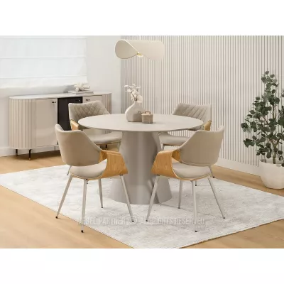 Designová jídelní židle NENET - dub / béžová