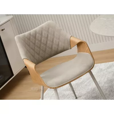 Designová jídelní židle NENET - dub / béžová