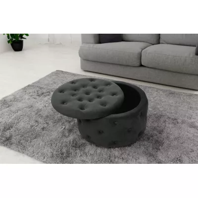 Kulatý taburet SELMIRA s úložným prostorem - černý
