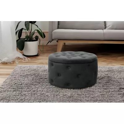 Kulatý taburet SELMIRA s úložným prostorem - černý