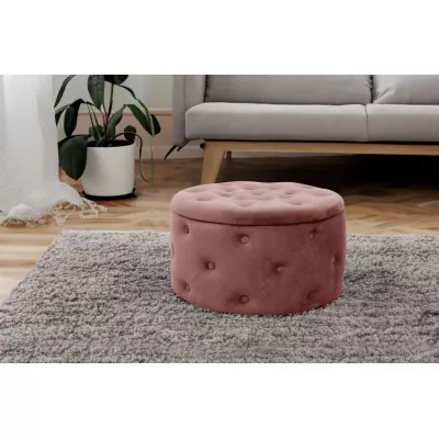 Kulatý taburet SELMIRA s úložným prostorem - růžový