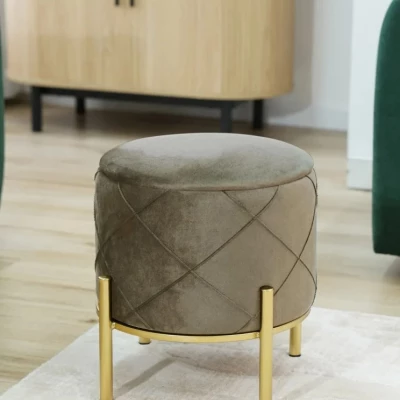 Elegantní taburet JASTRIAN s úložným prostorem - béžový / zlatý