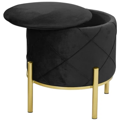 Elegantní taburet JASTRIAN s úložným prostorem - černý / zlatý
