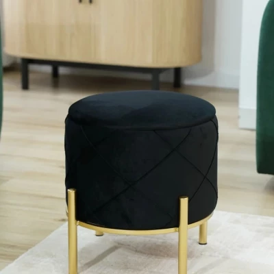 Elegantní taburet JASTRIAN s úložným prostorem - černý / zlatý