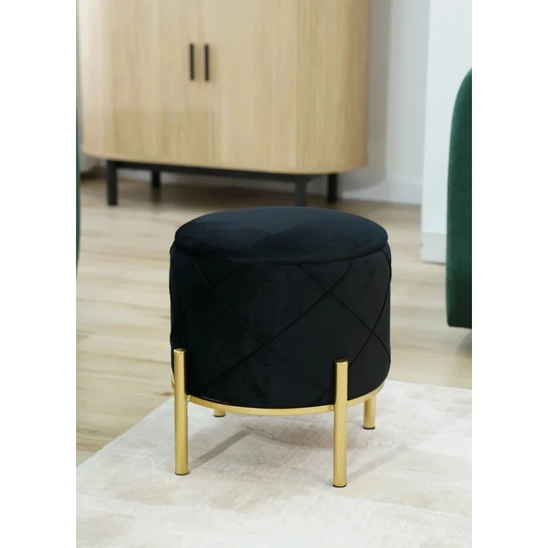 Elegantní taburet JASTRIAN s úložným prostorem - černý / zlatý