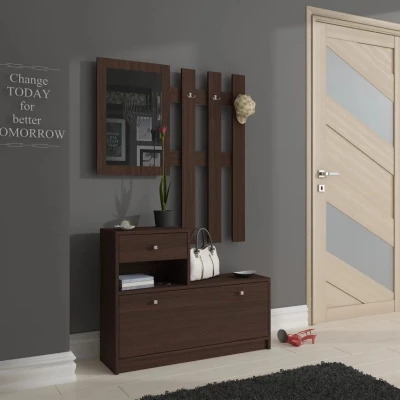 Předsíňová stěna SIRIEL se zrcadlem - wenge