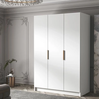 Šatní skříň 150 cm COVO 1 - bílá / zlaté úchyty