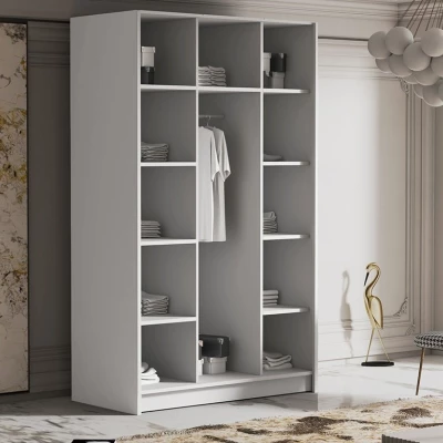 Vysoká šatní skříň 150 cm ALVIA - černá / černé úchyty