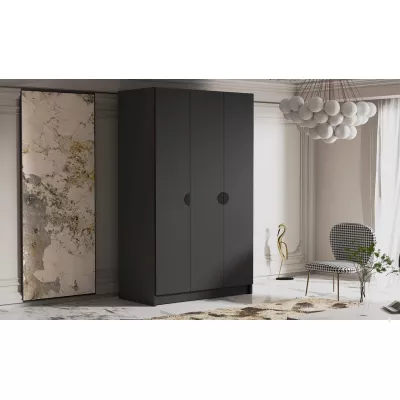 Vysoká šatní skříň 150 cm ALVIA - černá / černé úchyty