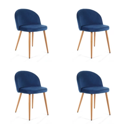 Set 4x jídelní židle SAHURA - tmavě modrý / buk