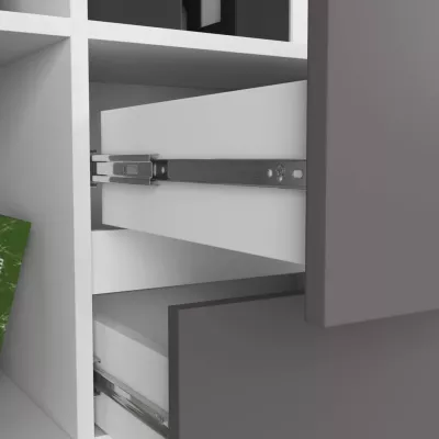 Vysoký regál se šuplíky VALESTRA - bílý / tmavě šedý