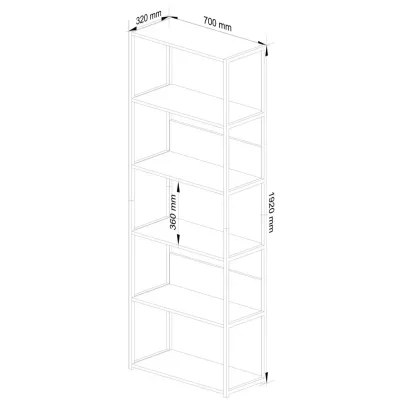Kovový policový regál 70 cm TOMIRAN - bílý / šedý
