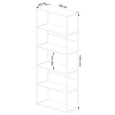 Kovový policový regál 80 cm TOMIRAN - bílý