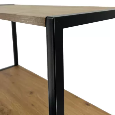 Kovový policový regál 40 cm DERIVAL - černý / dub artisan