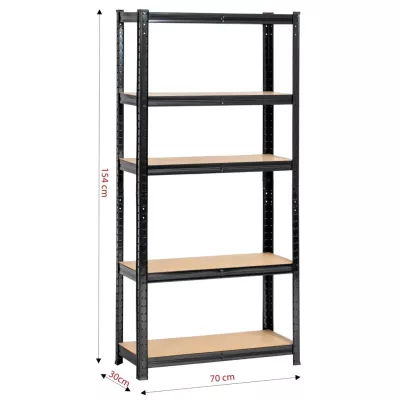 Kovový regál do domácnosti 70 cm QARIAN - černý