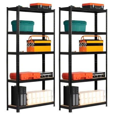 Set kovových regálů do domácnosti 90 cm QARIAN - černý