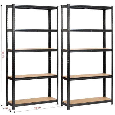 Set kovových regálů do domácnosti 90 cm QARIAN - černý