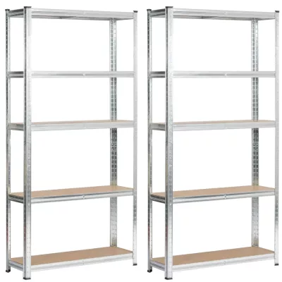 Set kovových regálů do domácnosti 90 cm QARIAN - stříbrný