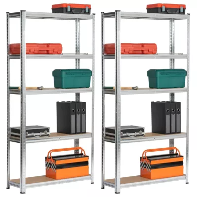 Set kovových regálů do domácnosti 90 cm QARIAN - stříbrný