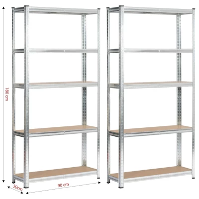 Set kovových regálů do domácnosti 90 cm QARIAN - stříbrný