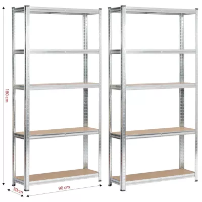 Set kovových regálů do domácnosti 90 cm QARIAN - stříbrný