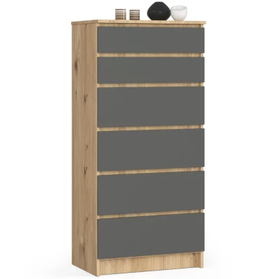 Komoda se šuplíky SAVRILA - dub artisan / šedá