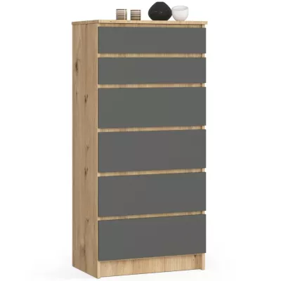 Komoda se šuplíky SAVRILA - dub artisan / šedá