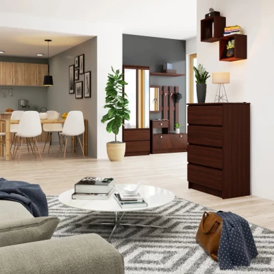 Úzká komoda se šuplíky SAVRILA - wenge
