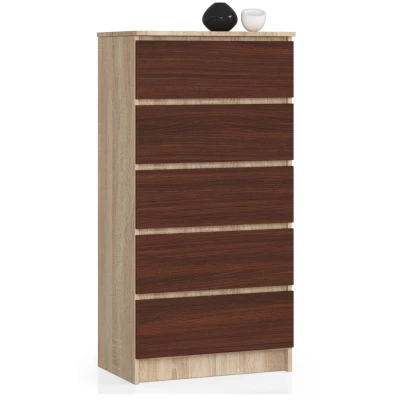 Vysoká komoda SAVRILA - dub sonoma / wenge