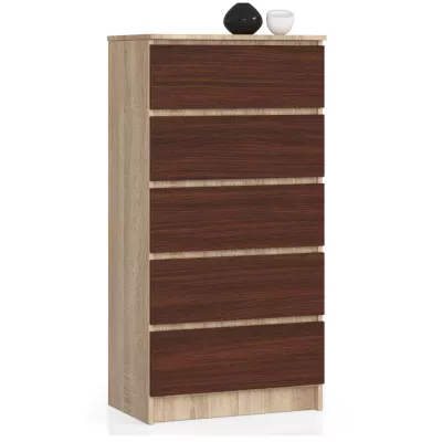 Vysoká komoda SAVRILA - dub sonoma / wenge