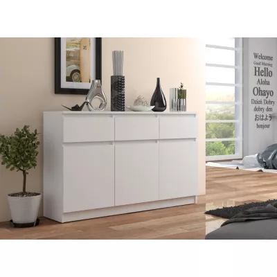 Komoda se šuplíky a dvířky SAVRILA - bílá