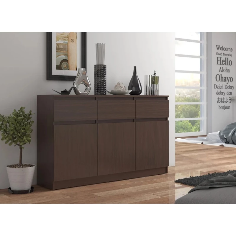 Komoda se šuplíky a dvířky SAVRILA - wenge