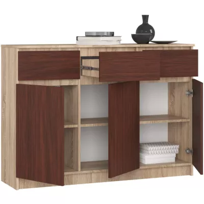 Komoda se šuplíky a dvířky SAVRILA - dub sonoma / wenge