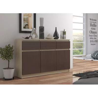 Komoda se šuplíky a dvířky SAVRILA - dub sonoma / wenge