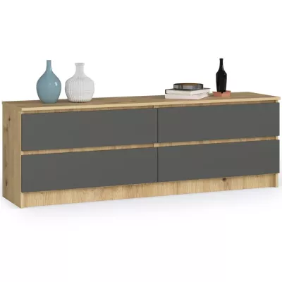 Nízká komoda se šuplíky SAVRILA - dub artisan / šedá
