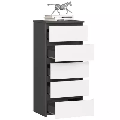Komoda se šuplíky VALESTRA - tmavě šedá / bílá
