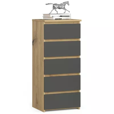 Komoda se šuplíky VALESTRA - dub artisan / tmavě šedá