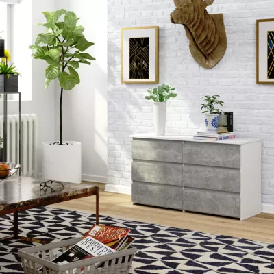 Úzká komoda se šuplíky VALESTRA - bílá / beton