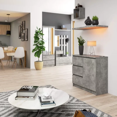 Komoda s šuplíky a dvířky CIELA - beton