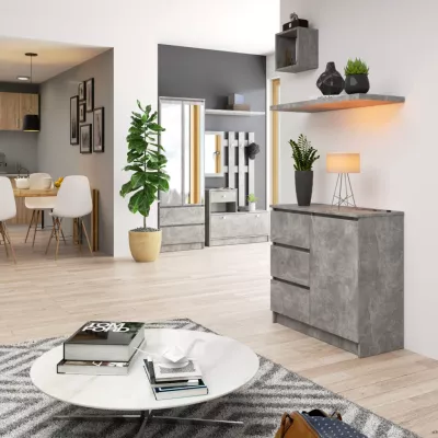 Komoda s šuplíky a dvířky CIELA - beton