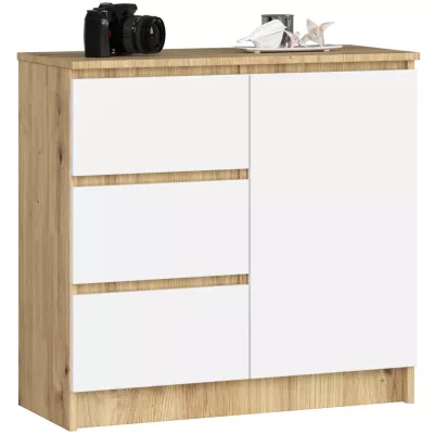 Komoda s šuplíky a dvířky CIELA - dub artisan / bílá