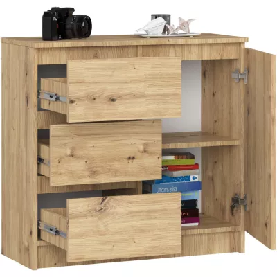 Komoda s šuplíky a dvířky CIELA - dub artisan