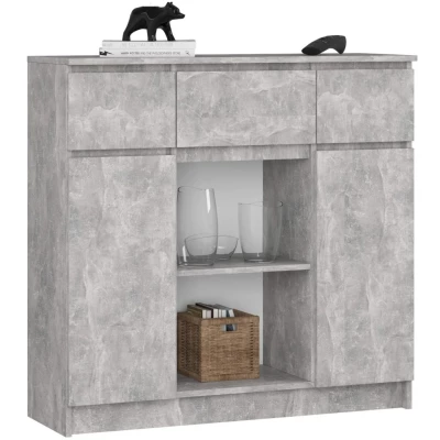 Komoda se šuplíky a dvířky JUNIPER - beton