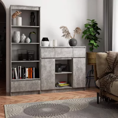 Komoda se šuplíky a dvířky JUNIPER - beton