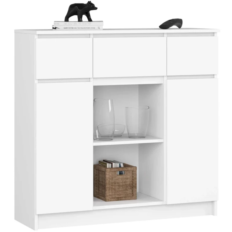 Komoda se šuplíky a dvířky JUNIPER - bílá